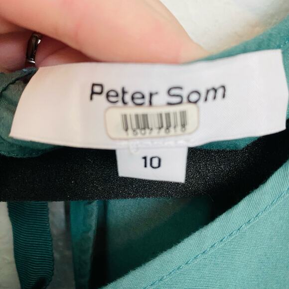 Peter‎ Som Green Puff Sleeve Tiered Mini Dress 10 - Picture 5 of 9